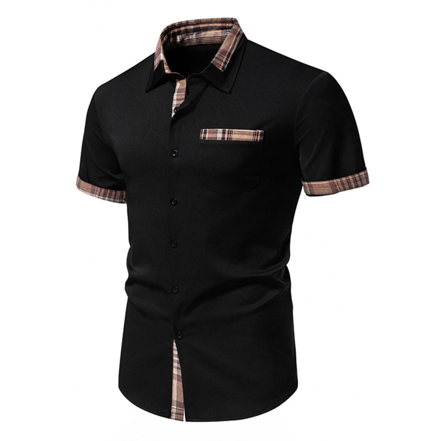 Men’s Short Sleeve Plaid Trim Shirt Apparel and Accessories