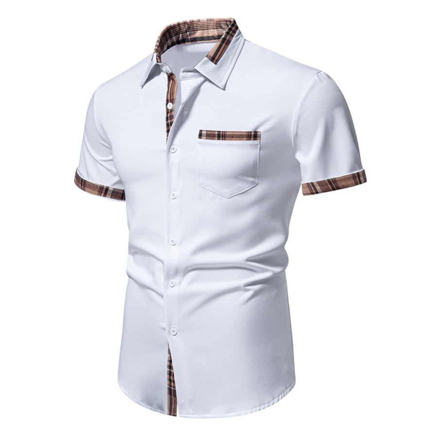 Men’s Short Sleeve Plaid Trim Shirt Apparel and Accessories