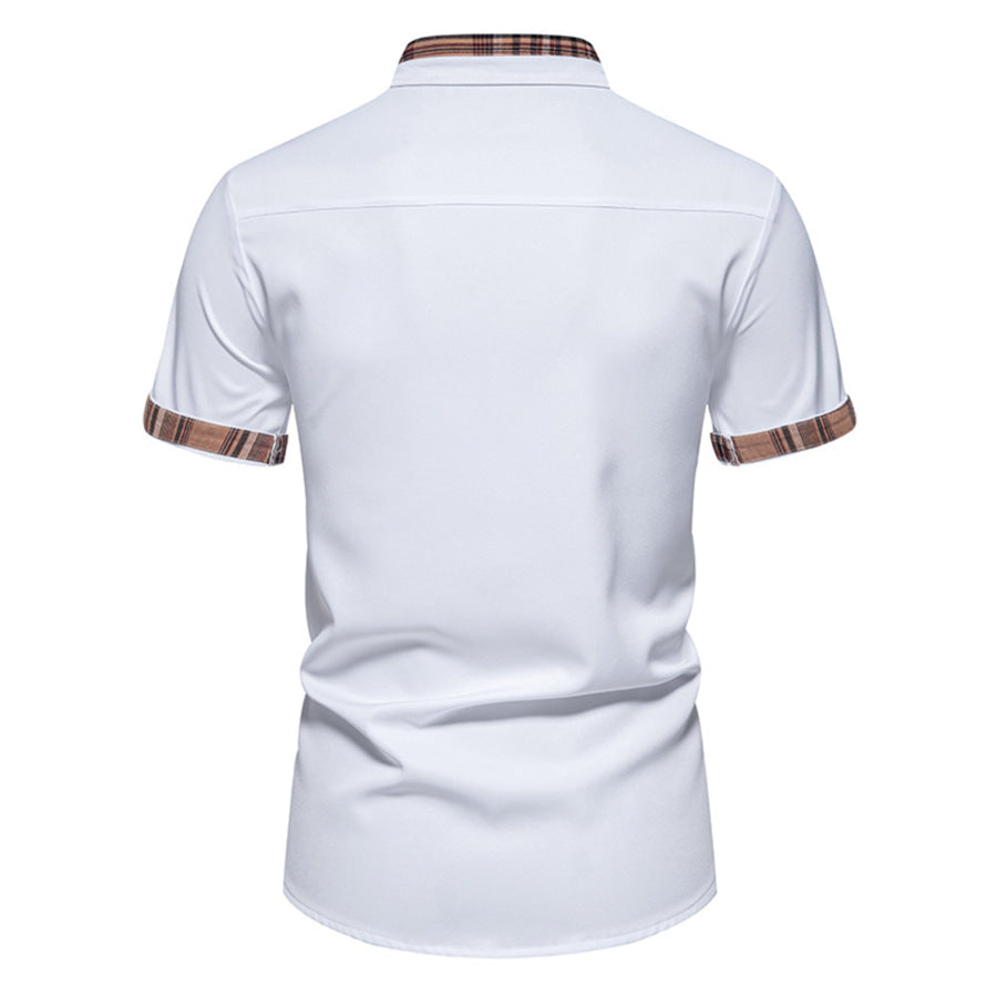 Men’s Short Sleeve Plaid Trim Shirt Apparel and Accessories