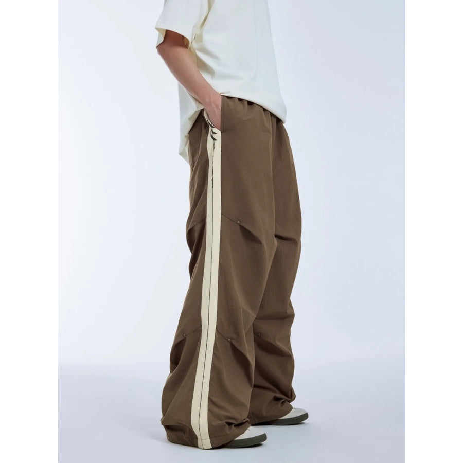 Men’s Side Stripe Relaxed Fit Pants Brown / S Apparel and Accessories