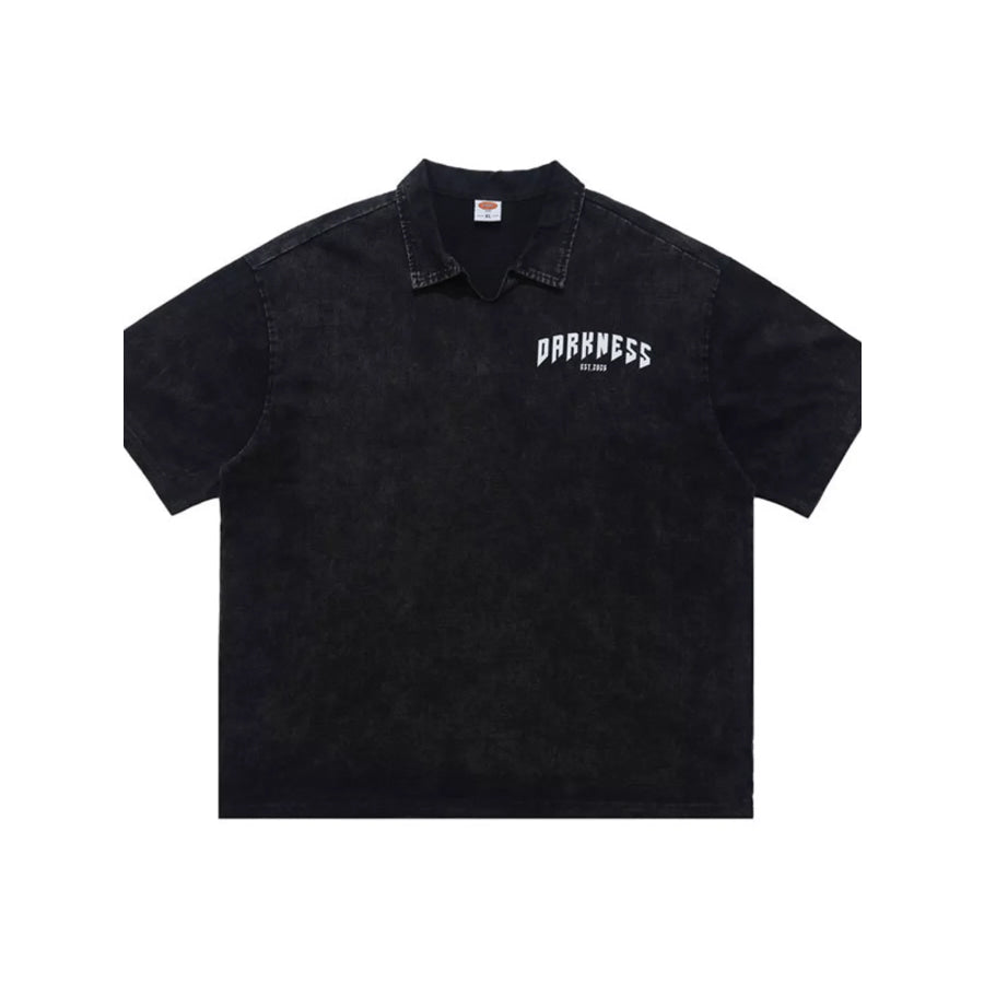 Men’s Skeleton Print Washed Short Sleeve Polo Apparel and Accessories