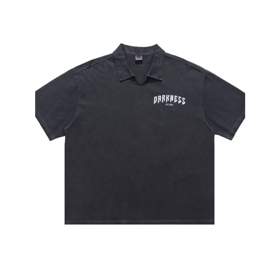 Men’s Skeleton Print Washed Short Sleeve Polo Apparel and Accessories
