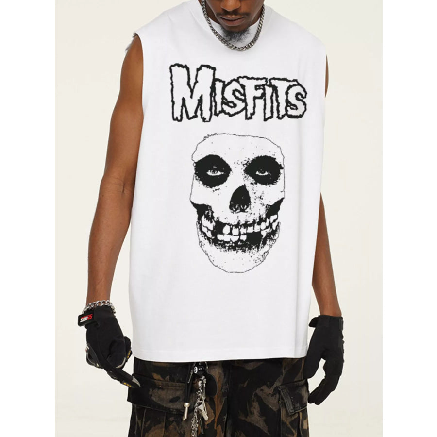 Men’s Skull Graphic Sleeveless Tank Top White / M Apparel and Accessories