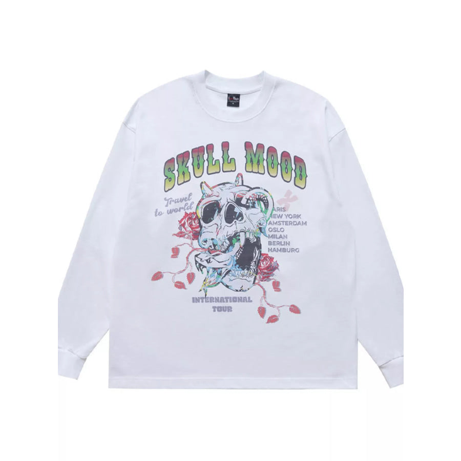 Men’s Skull Mood Graphic Long Sleeve T-Shirt Apparel and Accessories