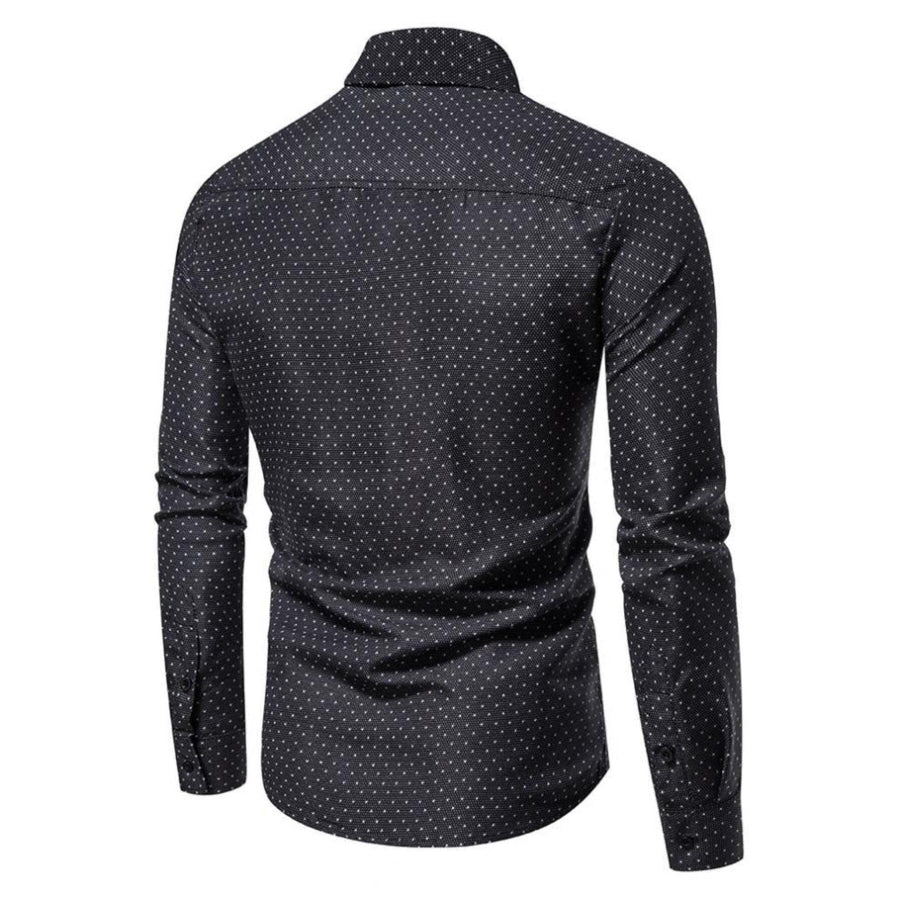 Men’s Slim Fit Dotted Pattern Long Sleeve Shirt Apparel and Accessories