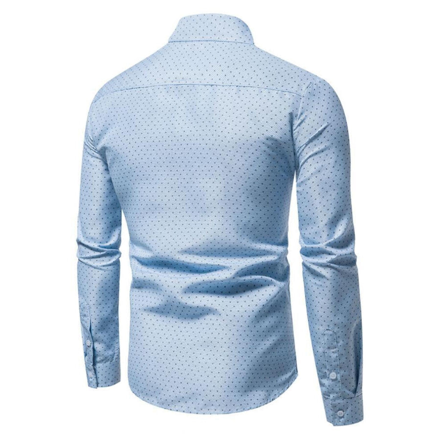 Men’s Slim Fit Dotted Pattern Long Sleeve Shirt Apparel and Accessories