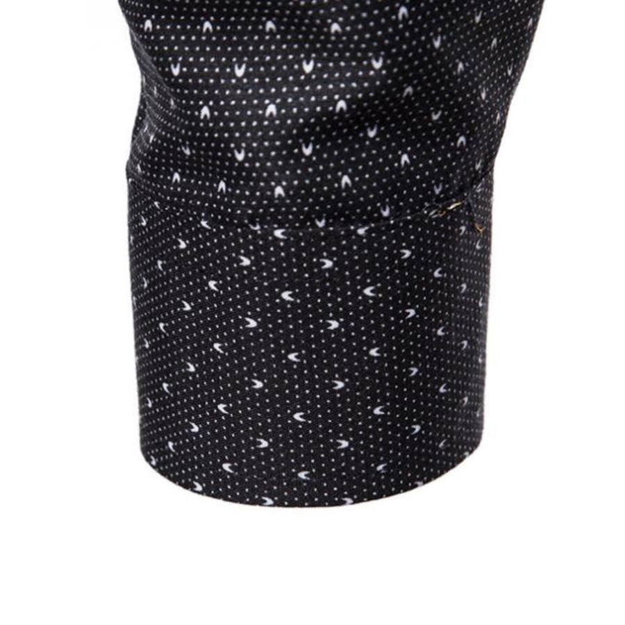 Men’s Slim Fit Dotted Pattern Long Sleeve Shirt Apparel and Accessories