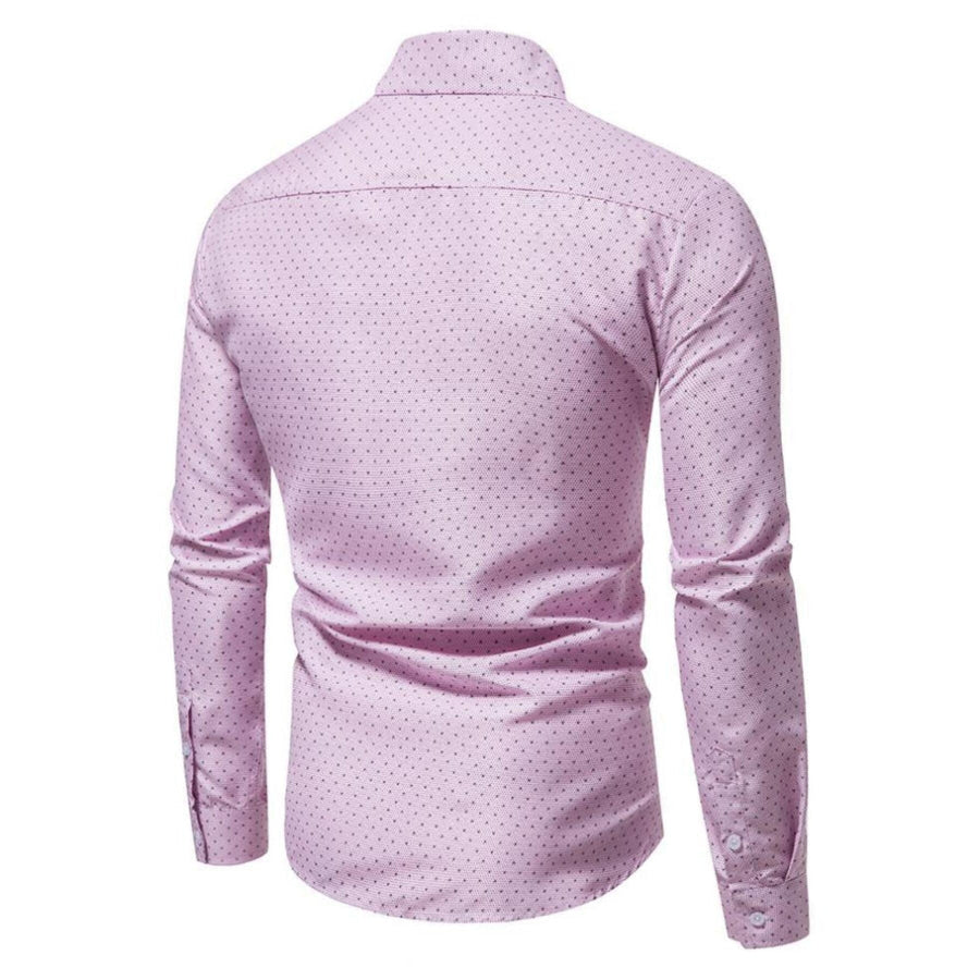 Men’s Slim Fit Dotted Pattern Long Sleeve Shirt Apparel and Accessories