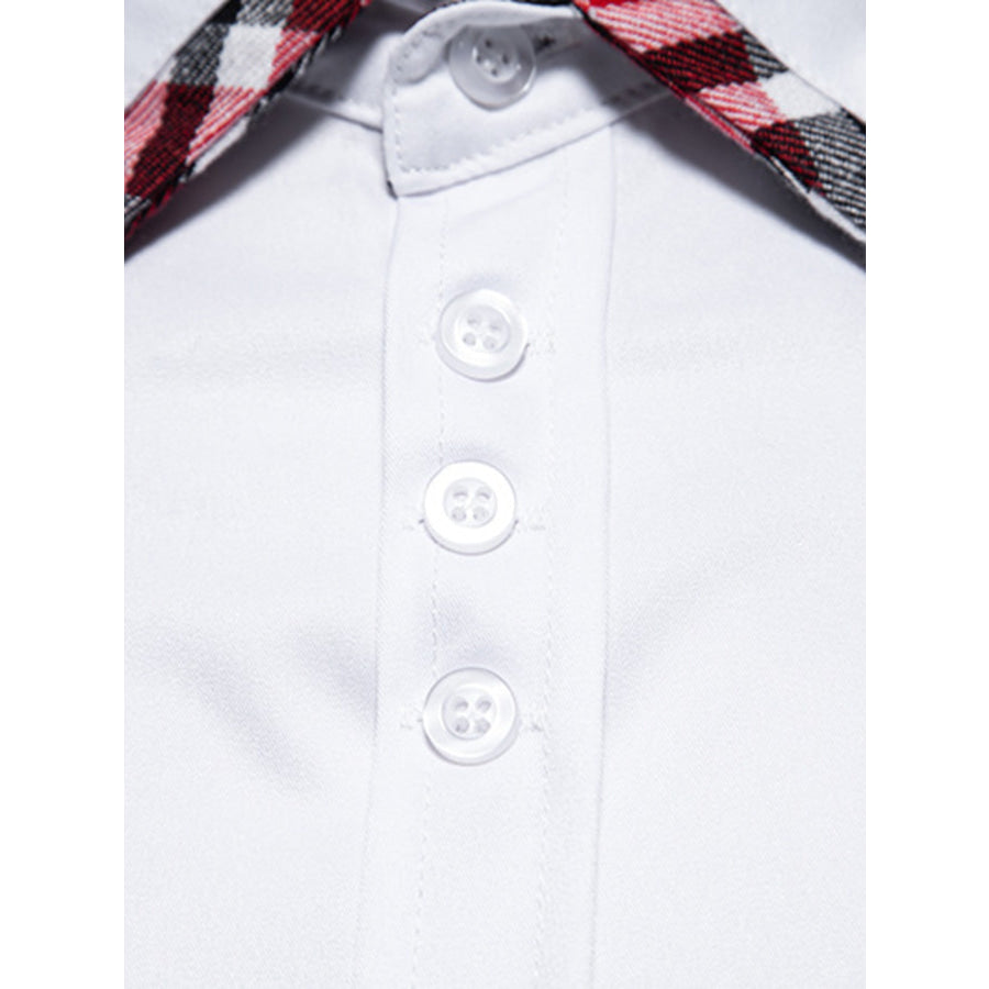 Men’s Slim Fit Long Sleeve Plaid Trim Shirt Apparel and Accessories