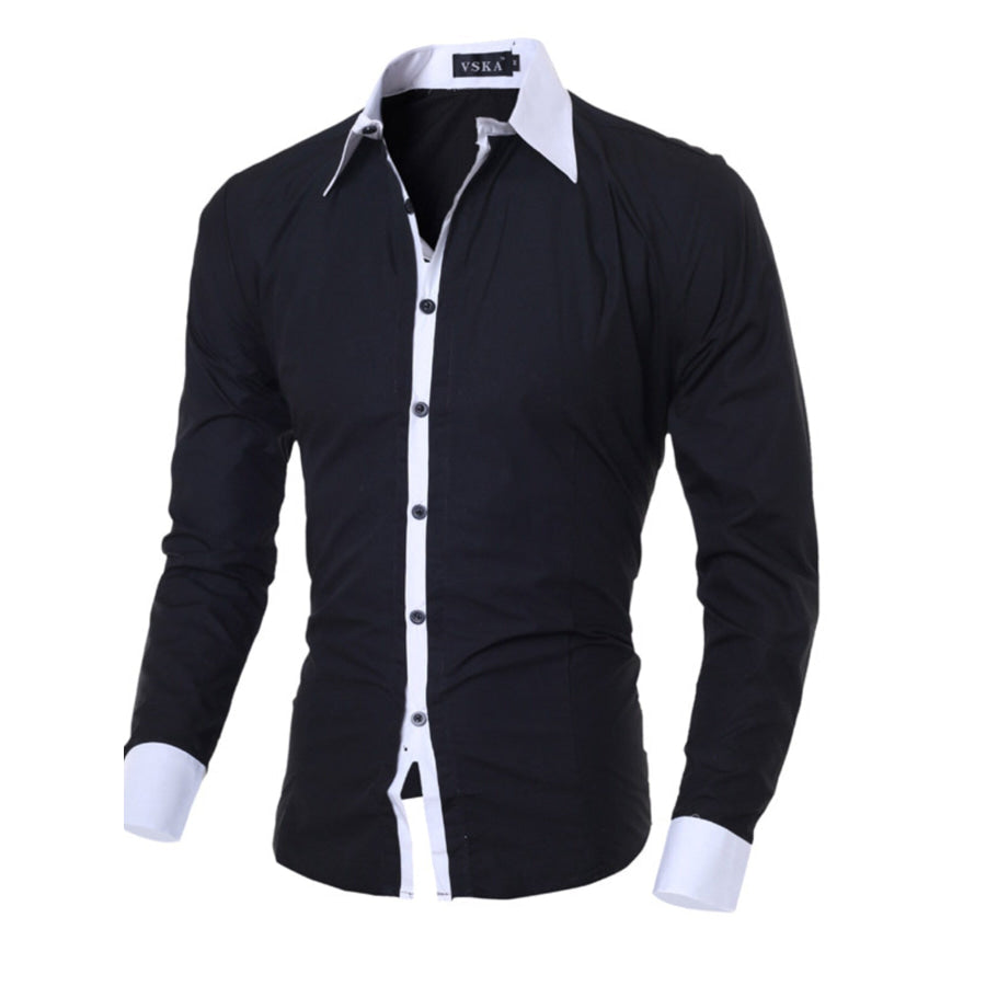 Men’s Slim Fit Long Sleeve Shirt Black / M Apparel and Accessories