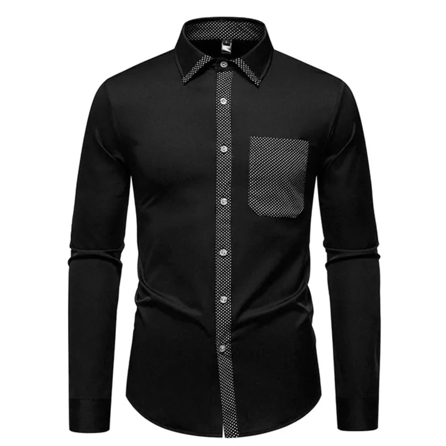 Men’s Slim Fit Long Sleeve Shirt Black / S Apparel and Accessories