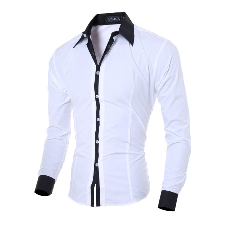 Men’s Slim Fit Long Sleeve Shirt White / M Apparel and Accessories