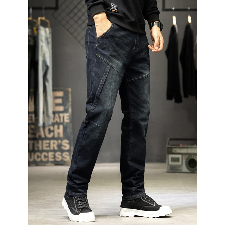 Men’s Slim-Fit Paneled Washed Jeans Apparel and Accessories