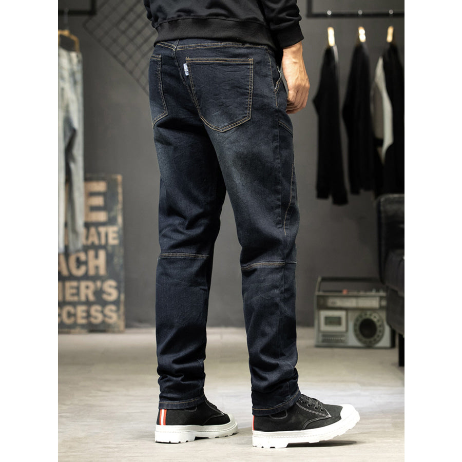 Men’s Slim-Fit Paneled Washed Jeans Apparel and Accessories