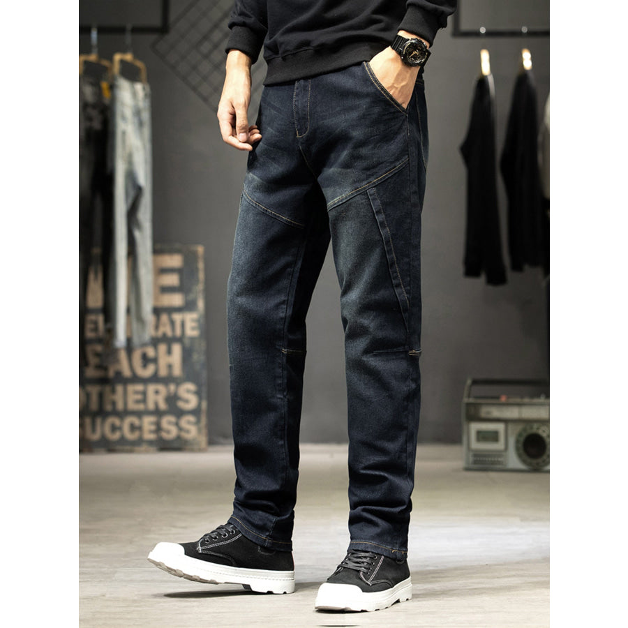 Men’s Slim-Fit Paneled Washed Jeans Black / 28 Apparel and Accessories