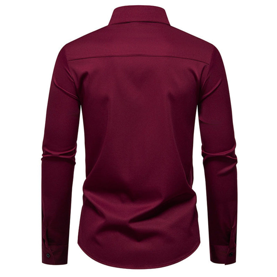 Men’s Slim Fit Ruched Long Sleeve Shirt Apparel and Accessories
