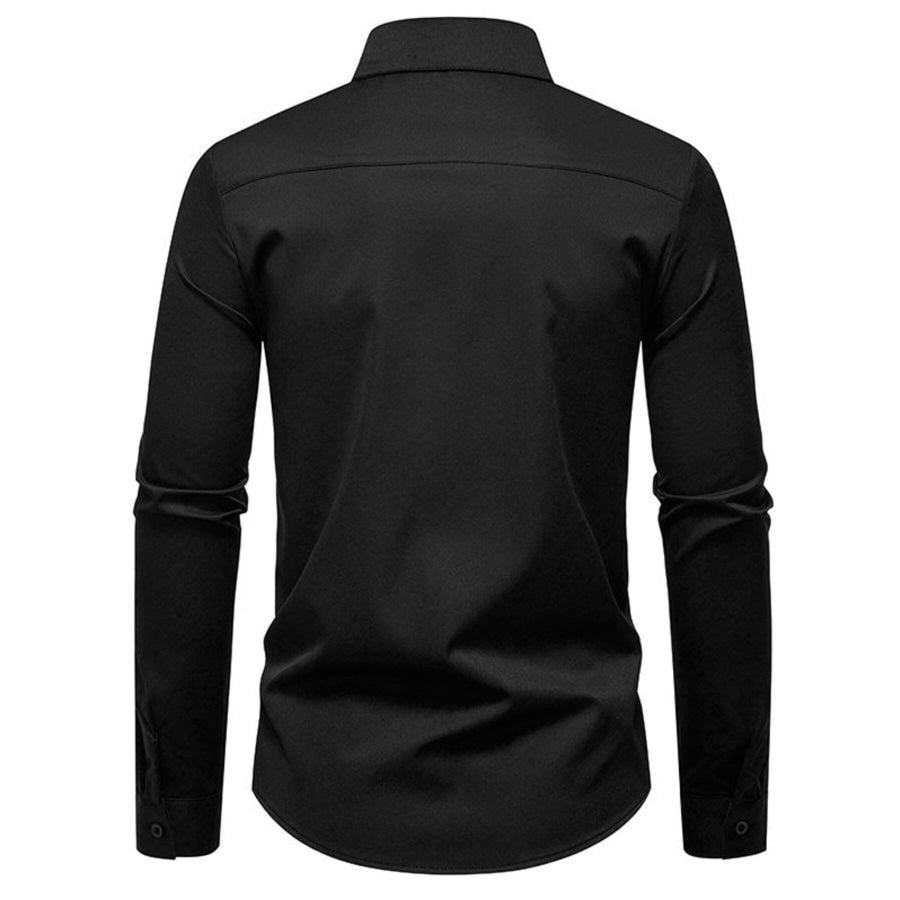 Men’s Slim Fit Ruched Long Sleeve Shirt Apparel and Accessories