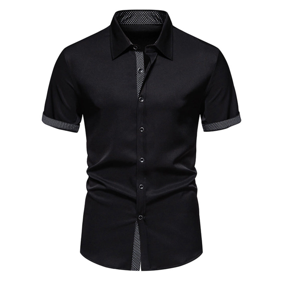 Men’s Slim Fit Short Sleeve Shirt Black / S Apparel and Accessories