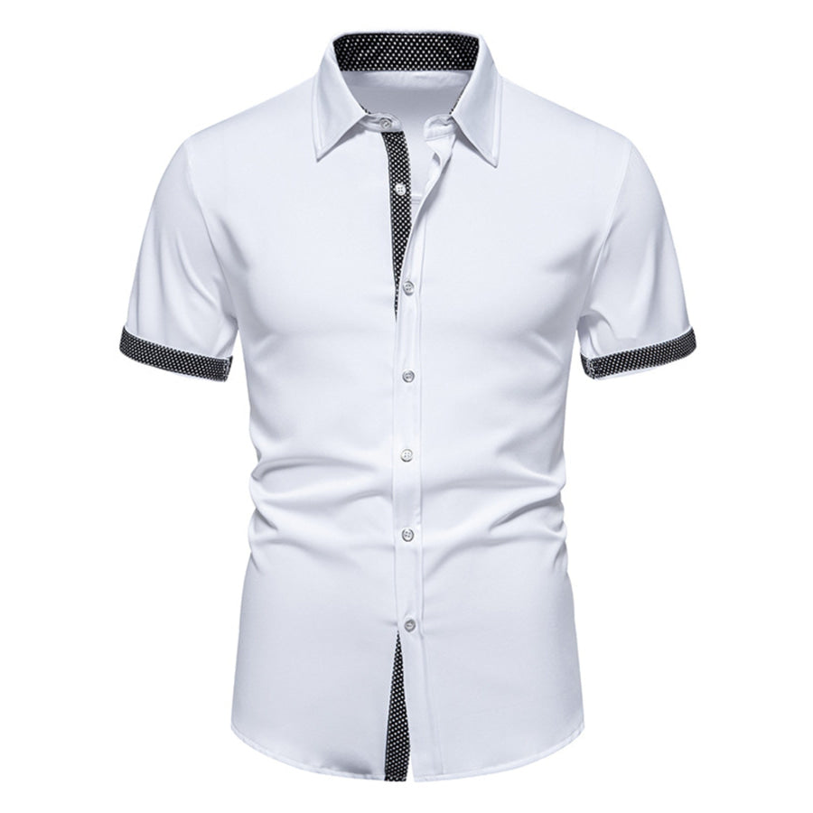 Men’s Slim Fit Short Sleeve Shirt White / S Apparel and Accessories
