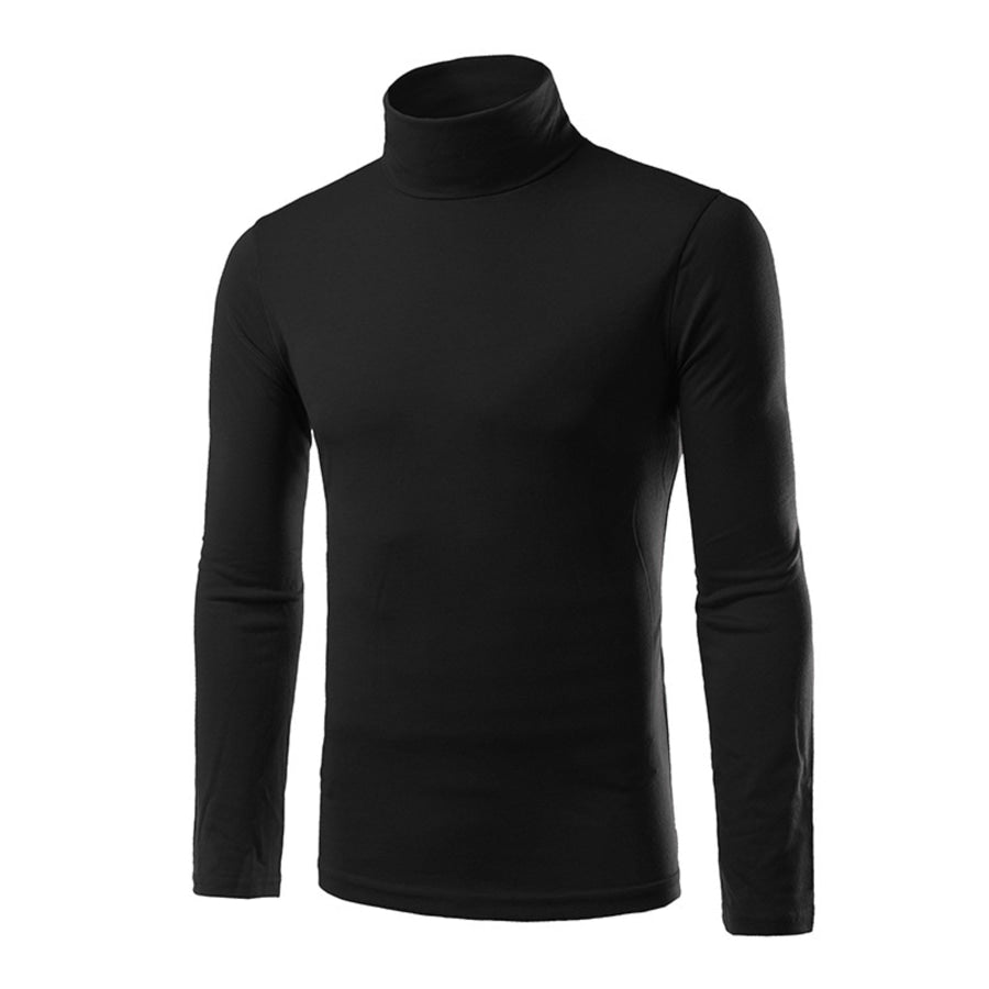 Men’s Slim Fit Turtleneck Long Sleeve T-Shirt Black / M Apparel and Accessories