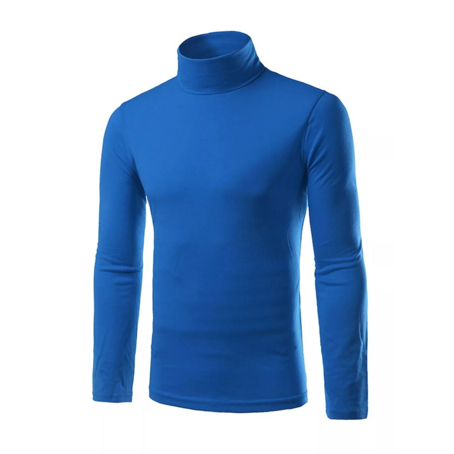 Men’s Slim Fit Turtleneck Long Sleeve T-Shirt Blue / M Apparel and Accessories