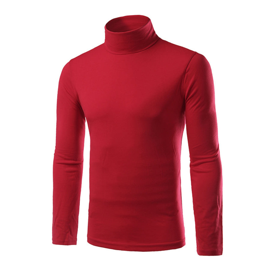 Men’s Slim Fit Turtleneck Long Sleeve T-Shirt Red / M Apparel and Accessories