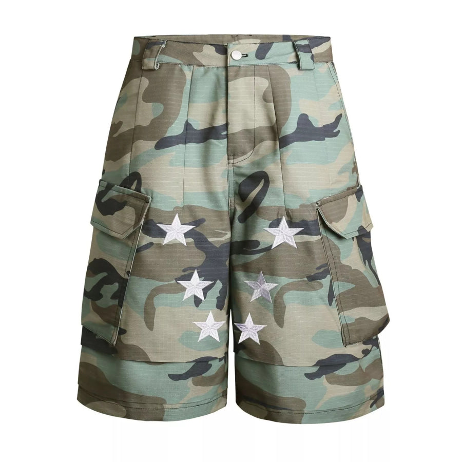Men’s Star Camouflage Cargo Capris Green Camouflage / M Apparel and Accessories