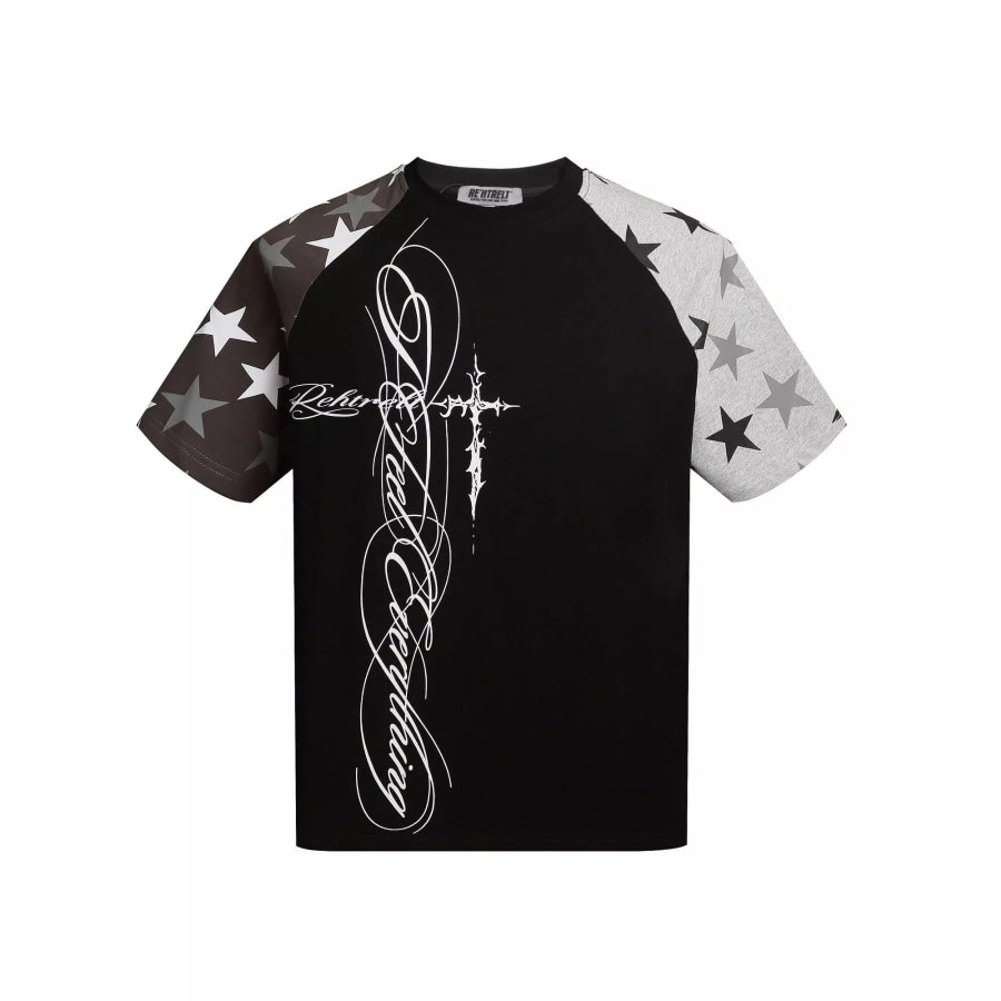 Men’s Star Raglan Sleeve T-Shirt Black / M Apparel and Accessories