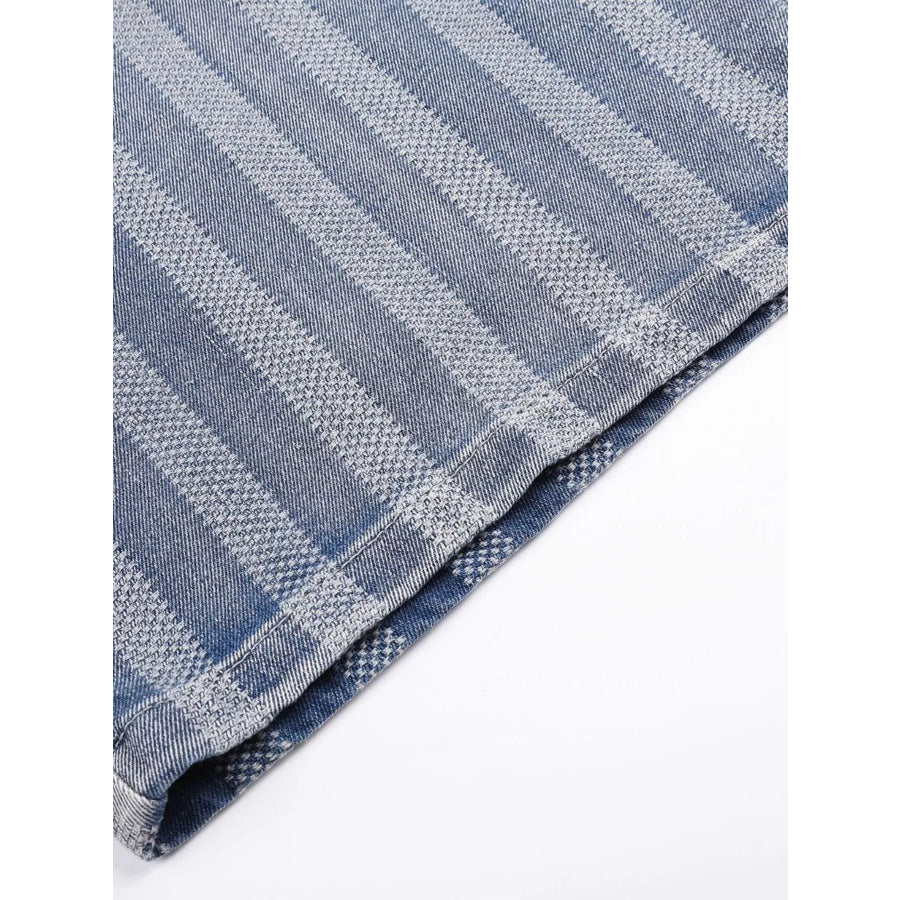 Men’s Stripe Wide Leg Denim Capris Apparel and Accessories
