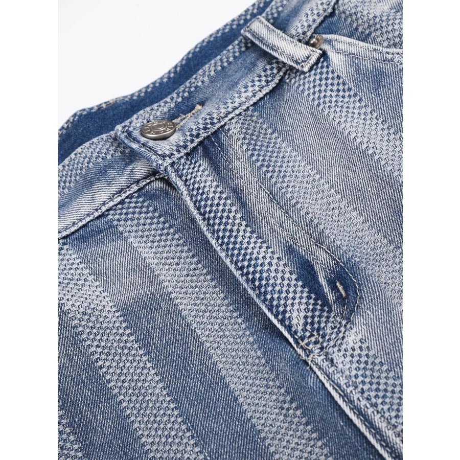 Men’s Stripe Wide Leg Denim Capris Apparel and Accessories
