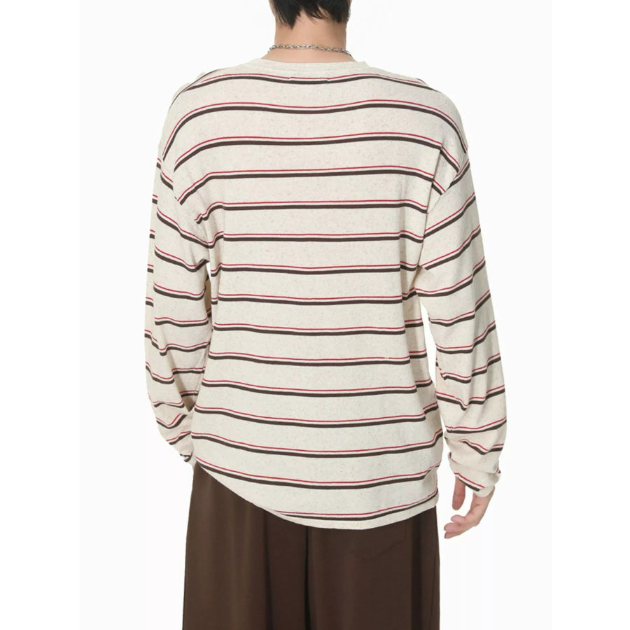 Men’s Striped Button Detail Henley T-Shirt Apparel and Accessories