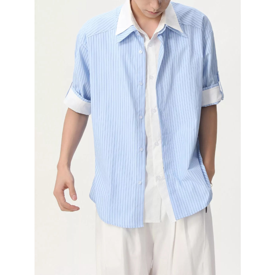 Men’s Striped Button Up Shirt Apparel and Accessories