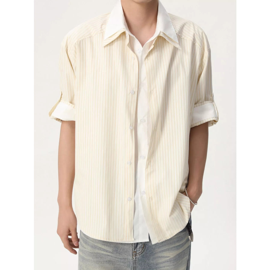 Men’s Striped Button Up Shirt Apparel and Accessories