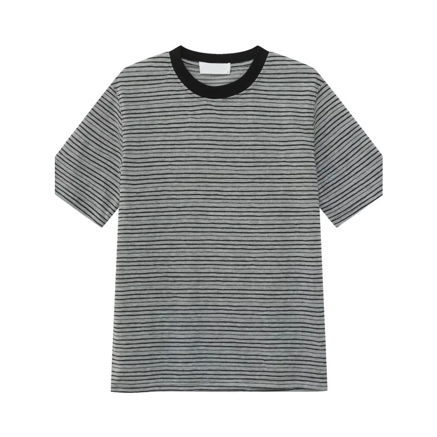 Men’s Striped Crew Neck T-Shirt Grey / M