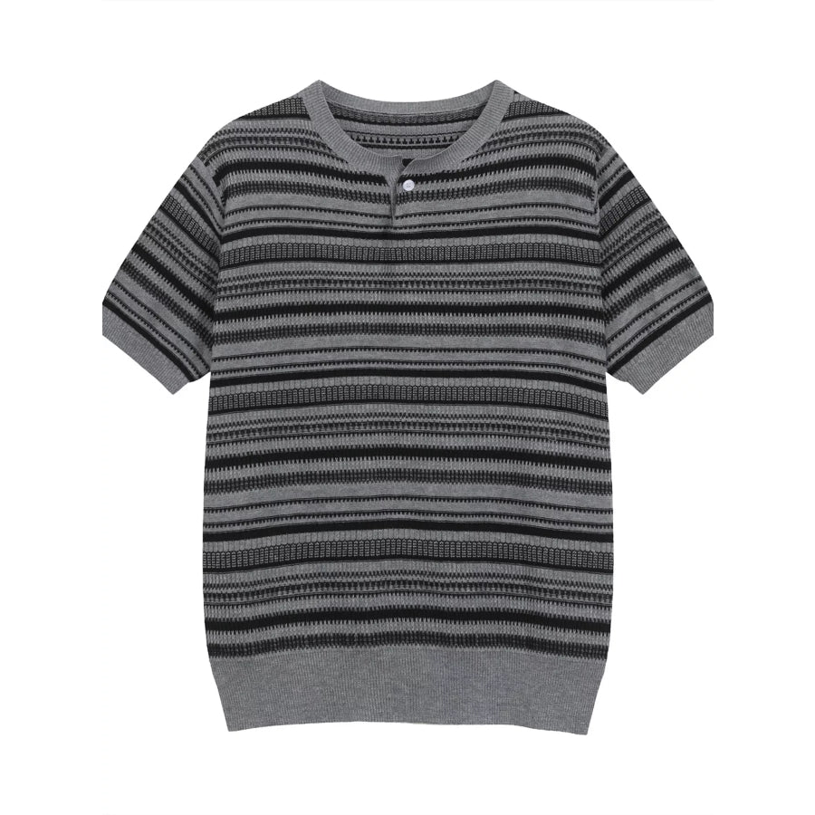 Men’s Striped Knit Henley T-Shirt