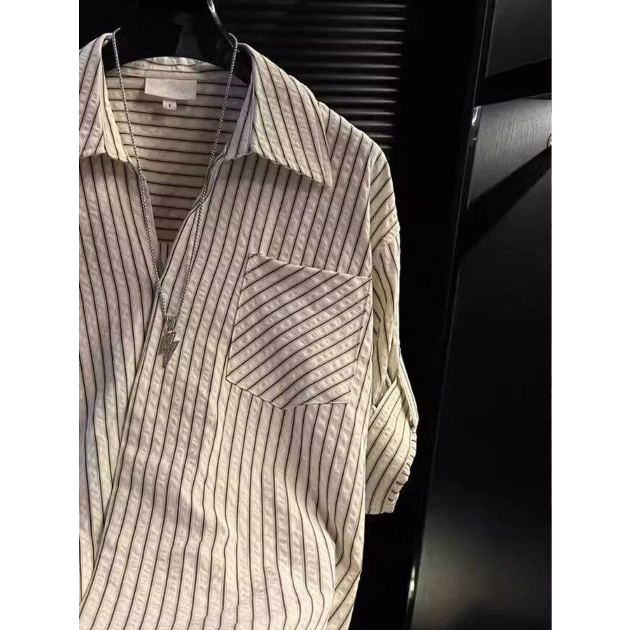 Men’s Striped Roll-Up Sleeve Shirt Apparel and Accessories