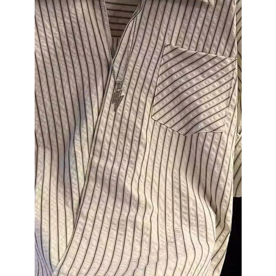 Men’s Striped Roll-Up Sleeve Shirt Apparel and Accessories