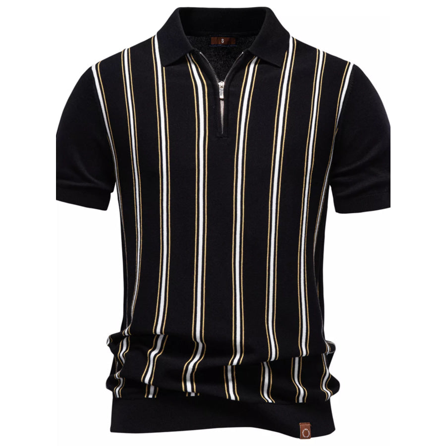 Men’s Striped Short Sleeve Polo Black / S Apparel and Accessories
