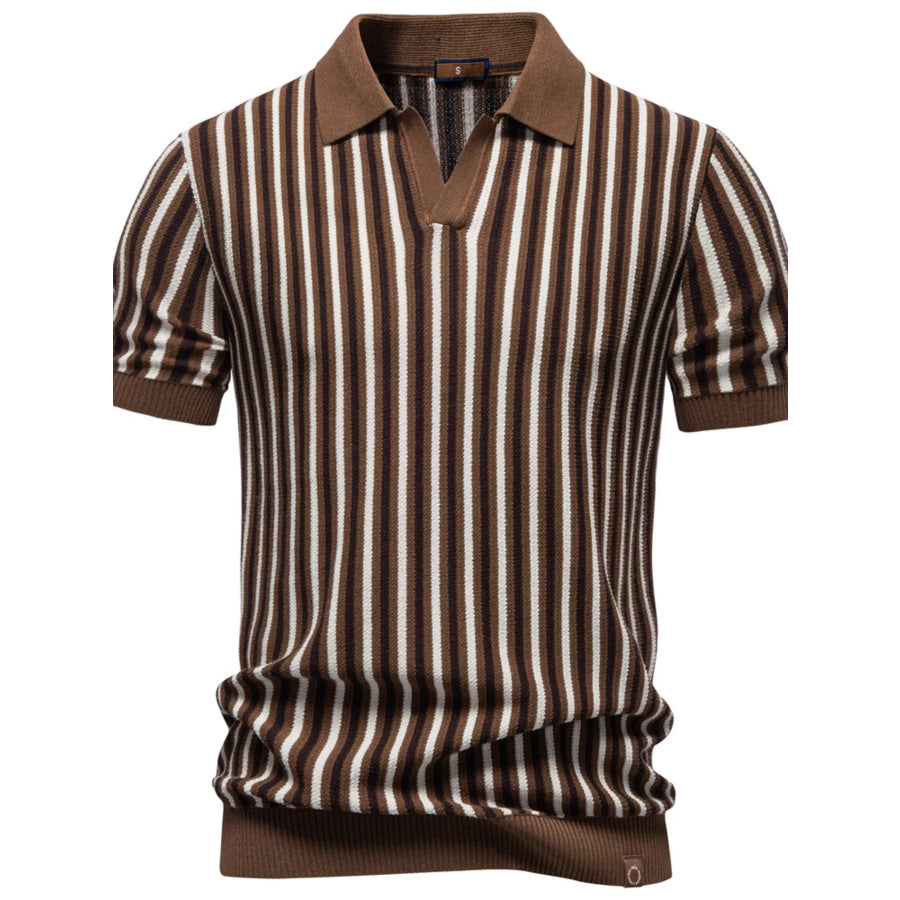 Men’s Striped Short Sleeve Polo Earth Yellow / S Apparel and Accessories