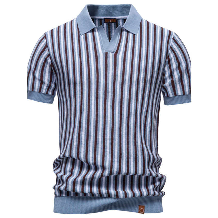 Men’s Striped Short Sleeve Polo Light Blue / S Apparel and Accessories