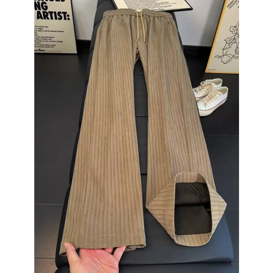 Men’s Striped Wide-Leg Casual Pants Khaki / M Apparel and Accessories