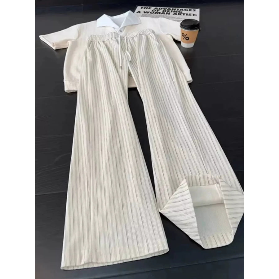 Men’s Striped Wide-Leg Casual Pants White / M Apparel and Accessories