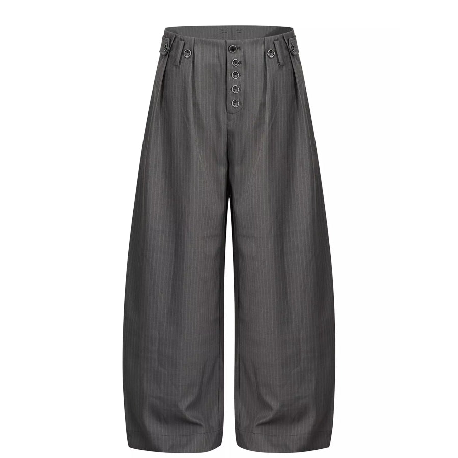 Men’s Striped Wide-Leg Pants Grey / S Apparel and Accessories