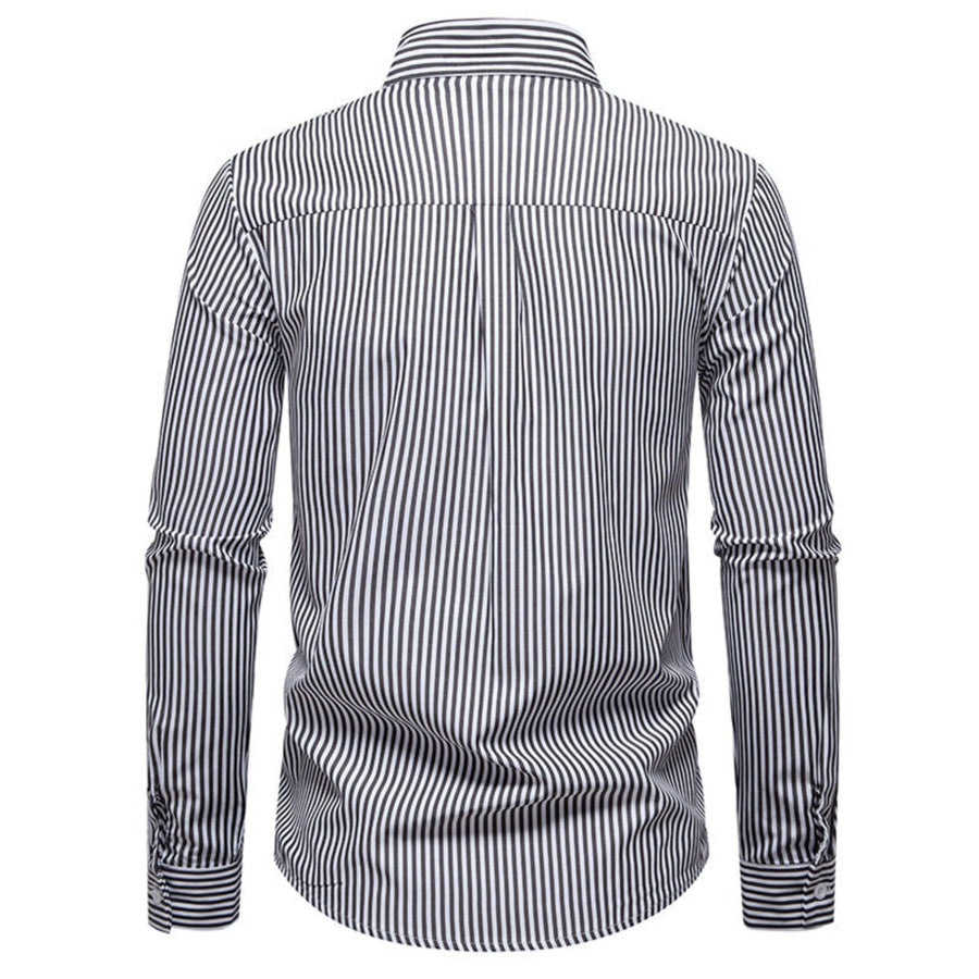 Men’s Striped Woven Pattern Long Sleeve Shirt Apparel and Accessories