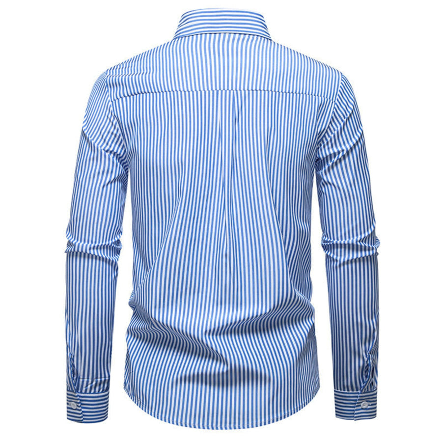 Men’s Striped Woven Pattern Long Sleeve Shirt Apparel and Accessories