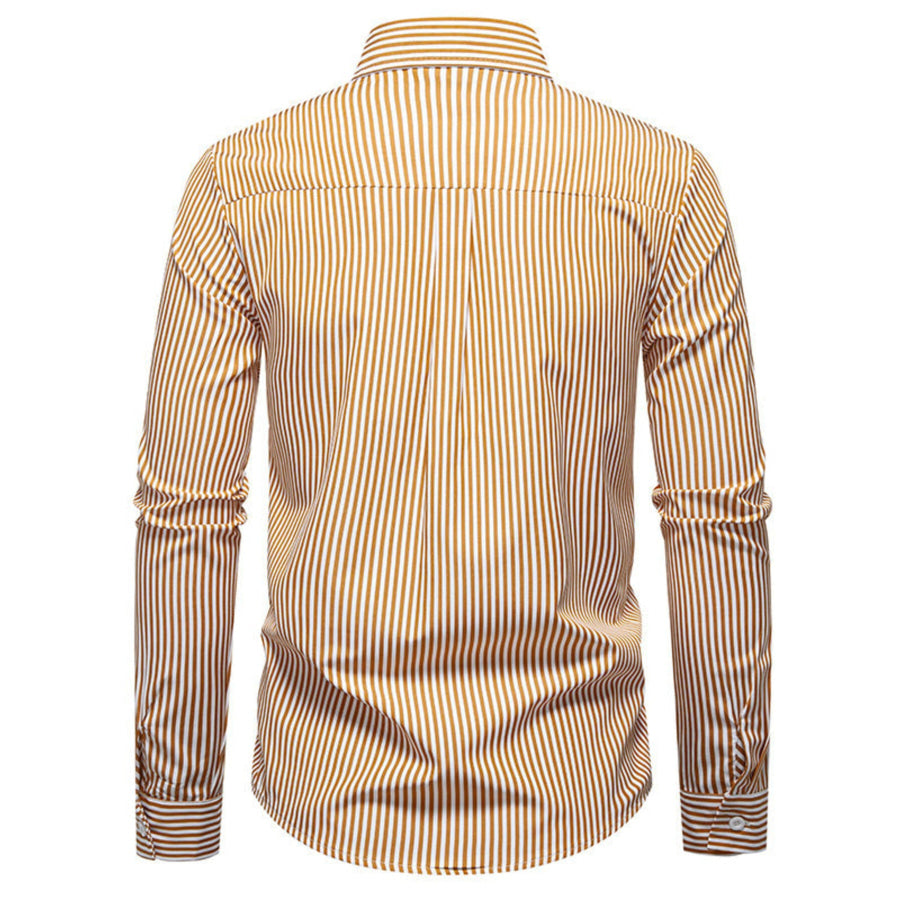 Men’s Striped Woven Pattern Long Sleeve Shirt Apparel and Accessories