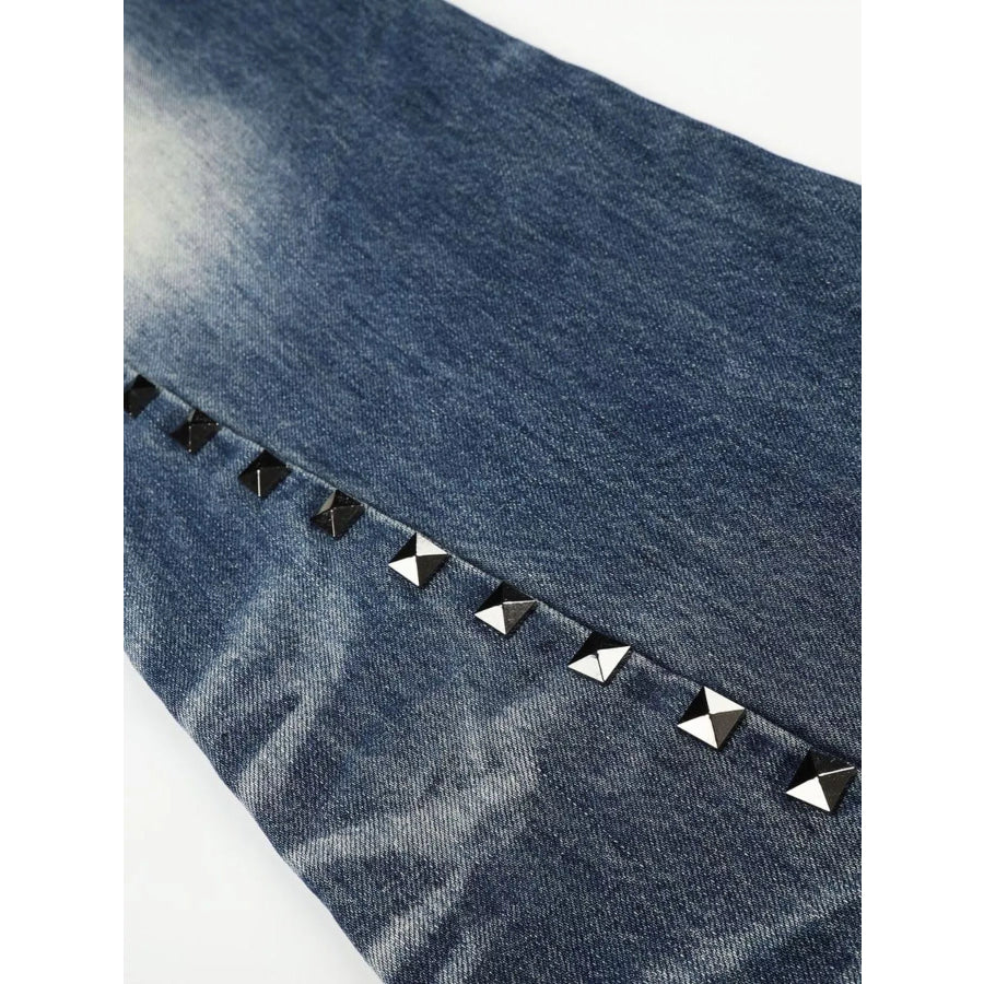 Men’s Studded Washed Bootcut Jeans Apparel and Accessories