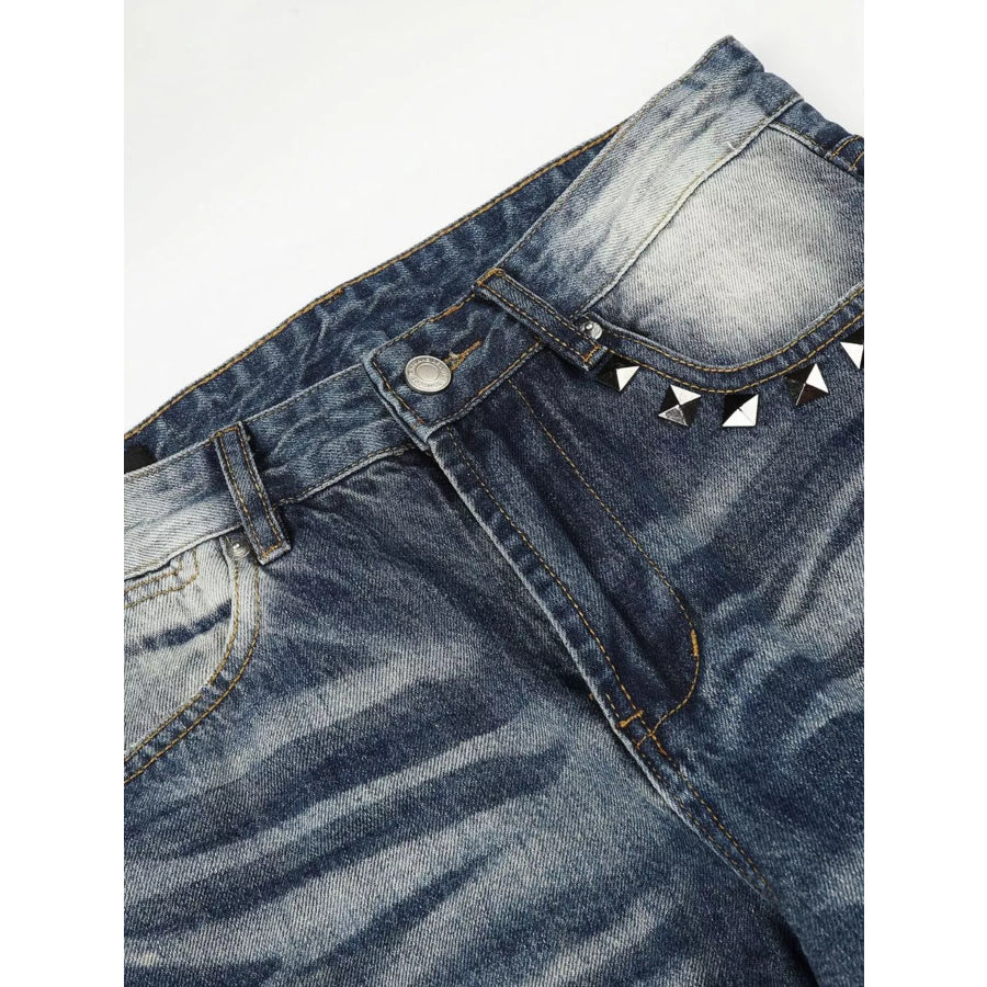 Men’s Studded Washed Bootcut Jeans Apparel and Accessories