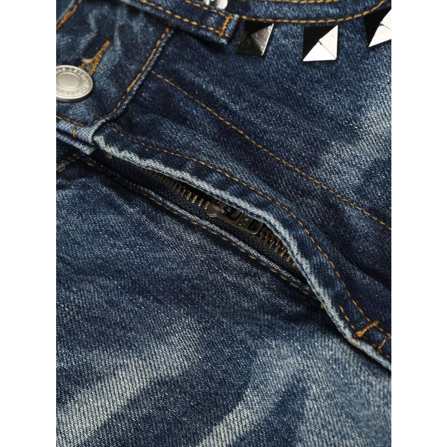 Men’s Studded Washed Bootcut Jeans Apparel and Accessories