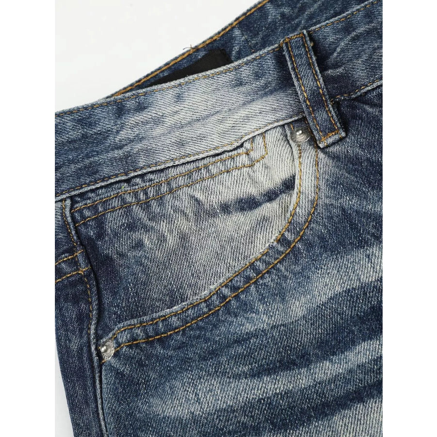 Men’s Studded Washed Bootcut Jeans Apparel and Accessories